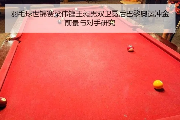 羽毛球世锦赛梁伟铿王昶男双卫冕后巴黎奥运冲金前景与对手研究